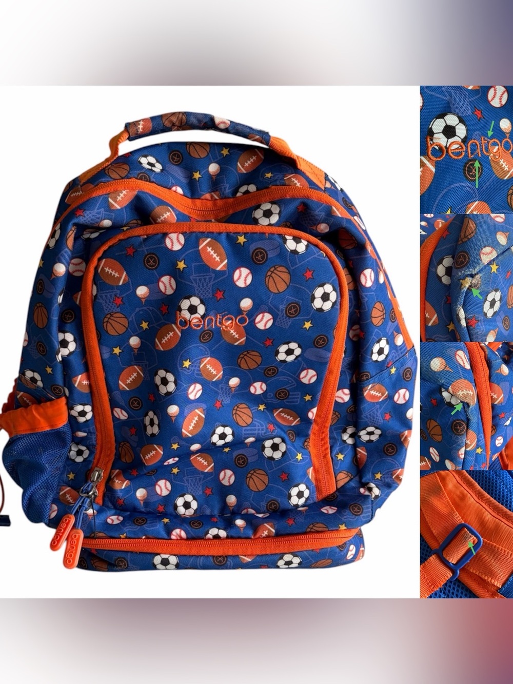 Bentgo 2-in-1 Playful Sports Print Kids Blue Backpack & Built-in Lunch Bag